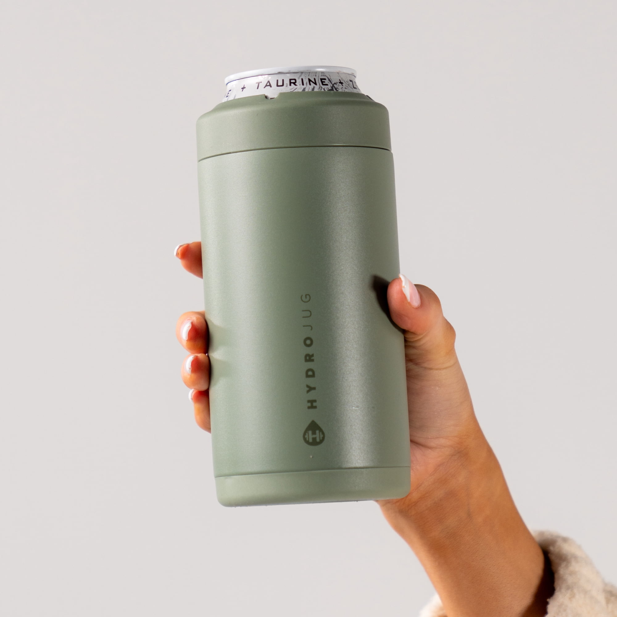 HydroJug Can Cooler - Standard 2-in-1 Insulated Can Cooler Cup 16oz - Stainless Steel, Non-Slip Rubber Base, Screw-Top Lid - Courtyard