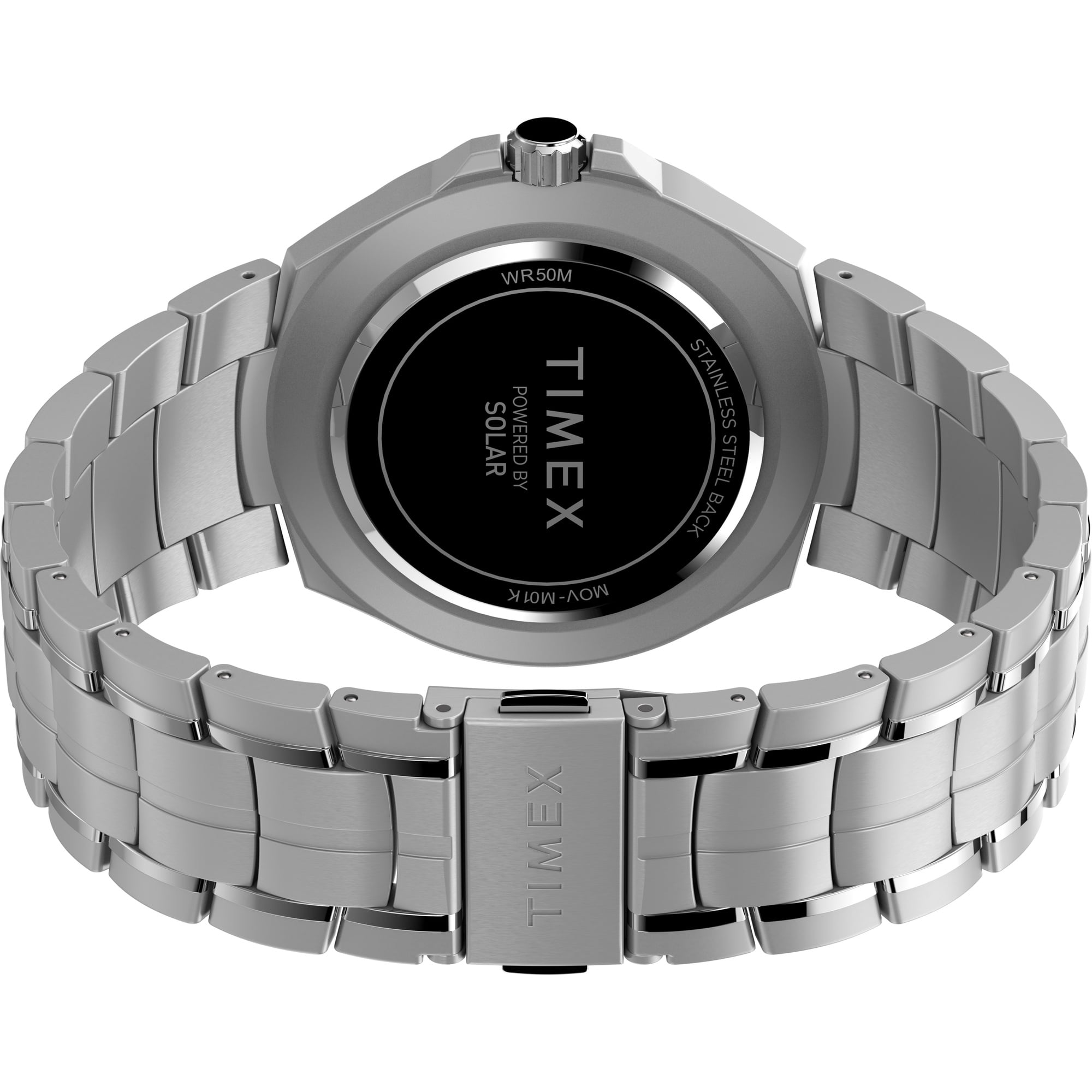 Timex Men's Solar Premium Dress 44mm Watch – Silver-Tone Case Black Dial  with Stainless Steel Bracelet