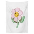 thumbnail image 3 of Ambesonne Emoji Tablecloth Rectangular Table Cover, Daisy Shape Funny Floral Face, 52"x70", White Pale Pink Mustard, 3 of 4