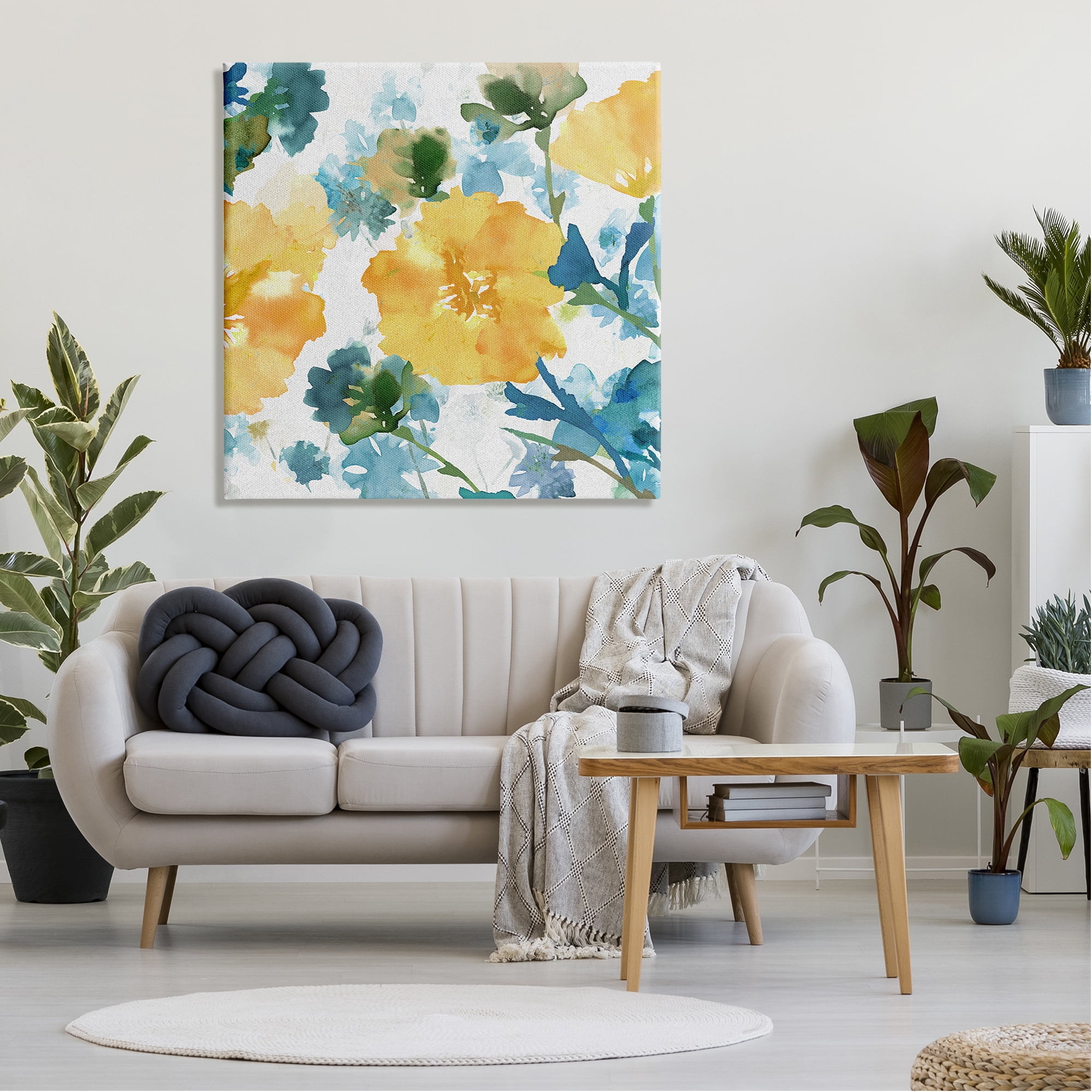 Stupell Industries Yellow Hibiscus Arrangement Botanical & Floral Painting Gallery Wrapped Canvas Art Print Wall Art, 36 x 36