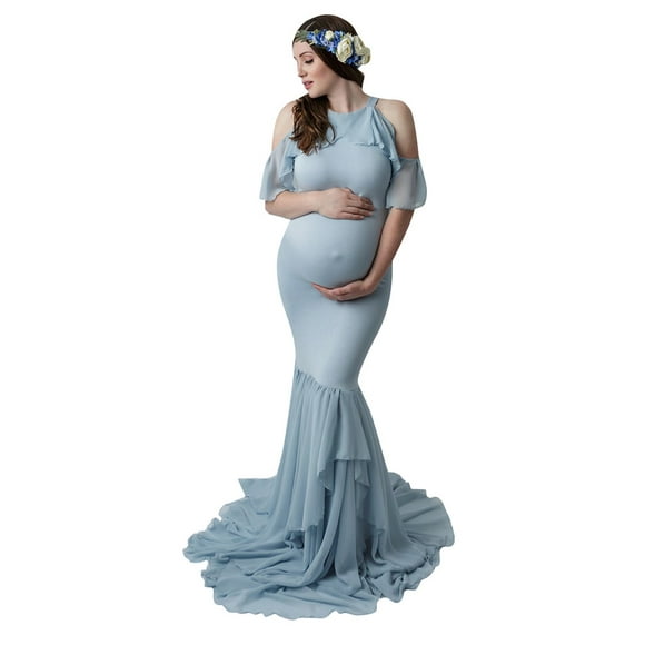 XZNGL Short Sleeve Dress for Women Women Pregnants Photography Props Short Sleeve Ruffles Solid Dress Product Photography Props Short Maternity Dress Short Dress for Women