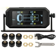 Wireless Solar TPMS LCD Car Tire Pressure Monitoring System + 6 External Sensors
