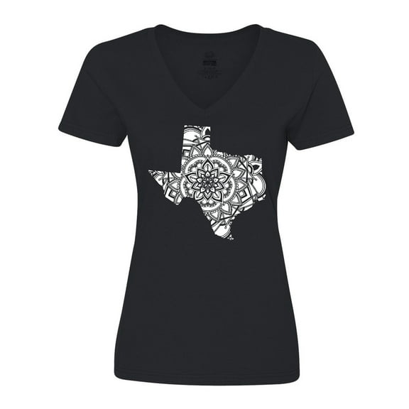 Inktastic Texas Silhouette Mandala Women's V-Neck T-Shirt
