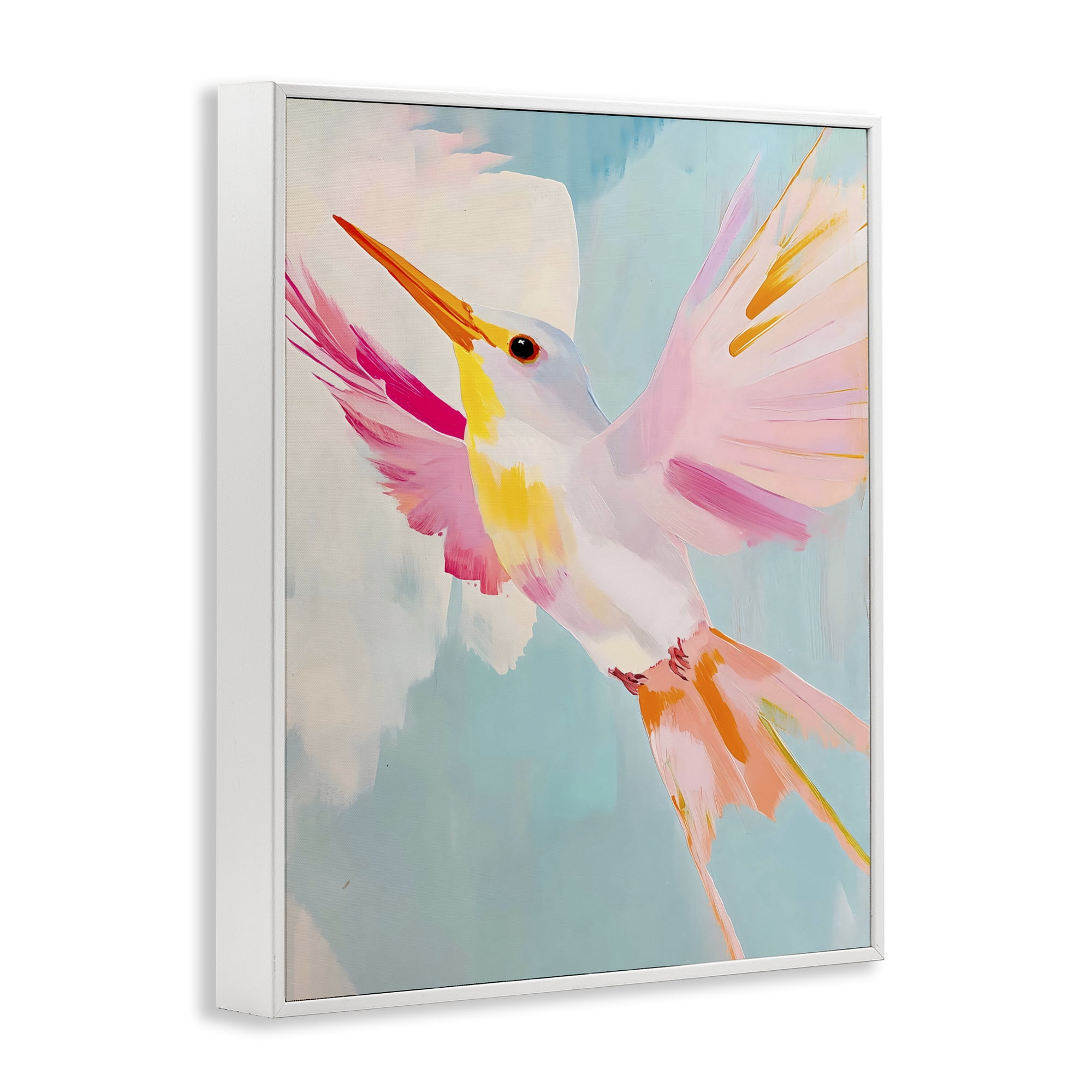 Stupell Industries Pastel Hummingbird Soaring White Framed Giclee Art, design by The Prints Vibe