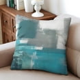 thumbnail image 4 of Teal Blue Ombre Art Throw Pillow Covers with Modern Retro Geometry & Abstract Round Oil Painting Graffiti | Pack of 2 | Gradient Grey Black Cushion Covers | 20x20 Inch, 4 of 7