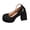 Black, variant on CSStudio Women's Glossy Mary Jane Platform Block Heels 9cm Ankle Strap Closed Toe Oktoberfest Party Women Dress Pumps