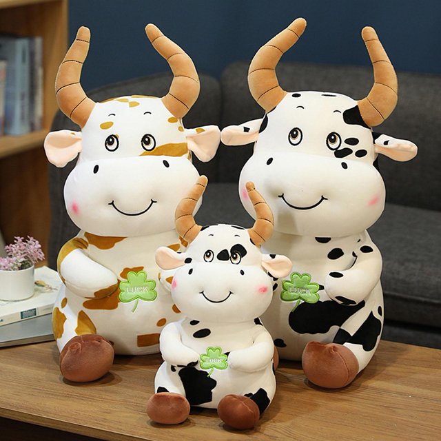 New Cute Animal Cartoon Cows Stuffed Plush Toy Cattle Comfortable Soft Toy Children Birthday Present Christmas Gift heqiyong toy