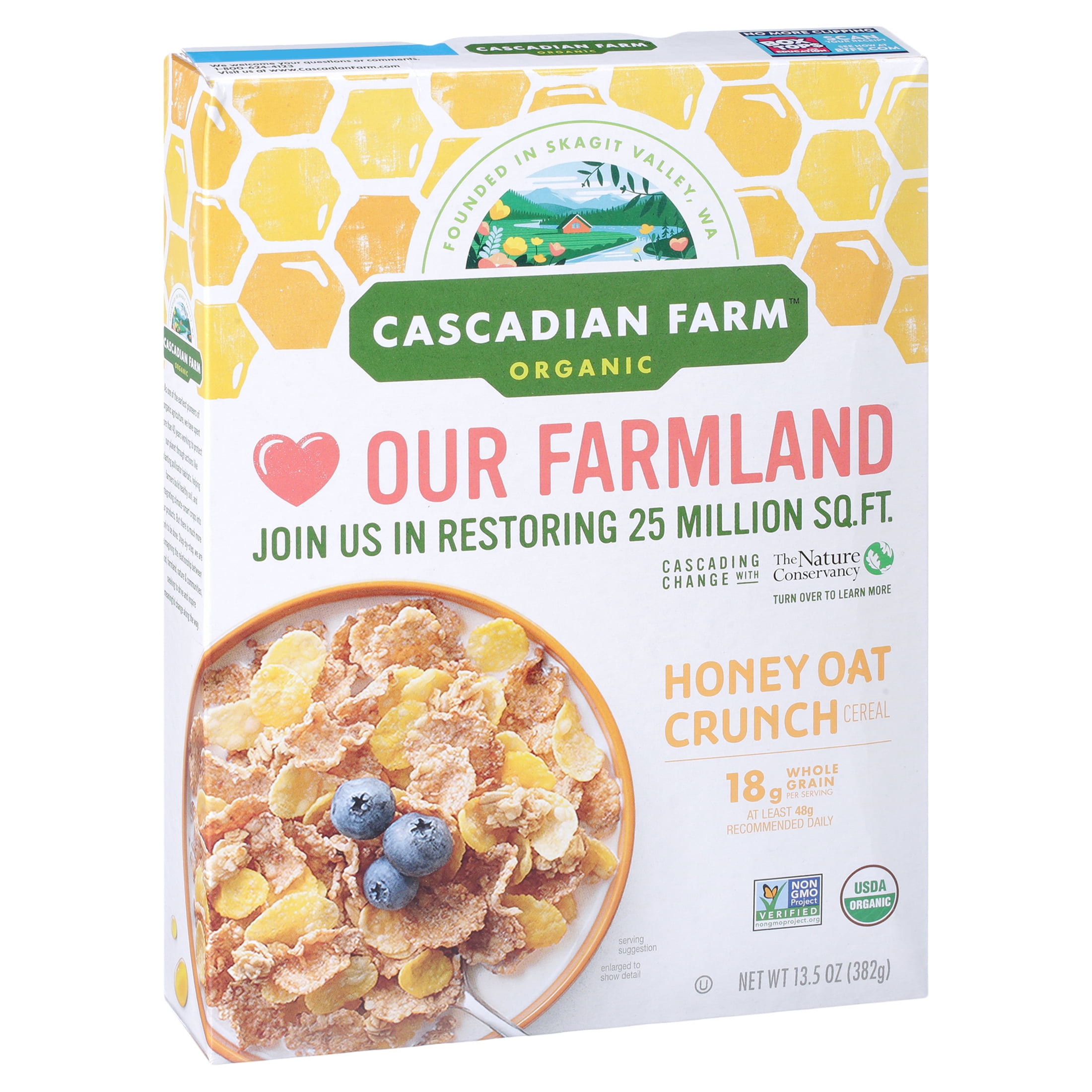 Cascadian Farm Organic Honey Oat Crunch Cereal, 13.5 Ounce -- 10 per case.