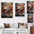 thumbnail image 4 of Designart "Dragon on the Wave Off Kanagawa VI" People Framed Wall Art - Global Orange Asian Art Hallway Framed Wall Art Decor, 4 of 6