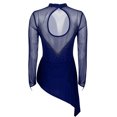 thumbnail image 5 of ZDHoor Women Giltter Rhinestone Dance Dress Long Sleeve Figure Ice Skating Dance Leotard Dress Blue-B M, 5 of 7