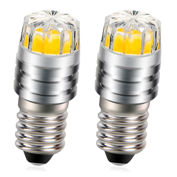 Ruiandsion Mini COB Bulb E10 Warm White 6V 150LM Ultra Low 0.48W for Bike Light Flashlight Camping Gear,(Pack of 2)