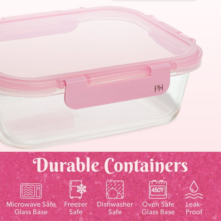 Paris Hilton 2-Piece Glass Food Storage Containers Pink photo 4