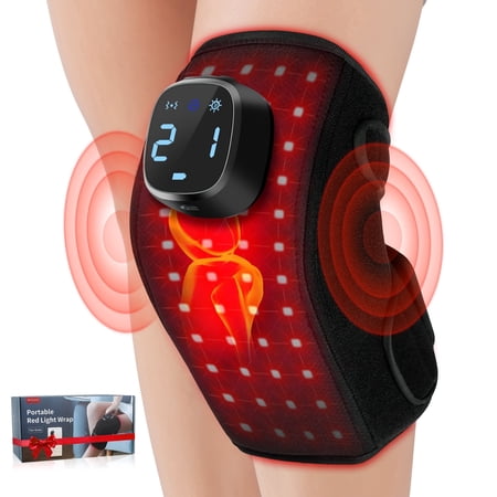 Comfytemp Cordless Red Light Knee Massager with Vibration, 5000mAh Battery, App & Button Control, Universal Fit