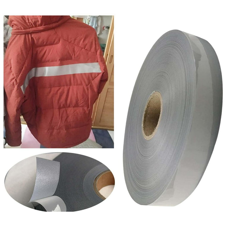 Iron on Reflective Tape Reflective Material Waterproof Fabric Visibility Durable Heat Transfer Film DIY for Clothes Pants 10mm, Size: 10 mm, Gray