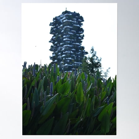 Bosco Verticale Building, Milan Poster Wall Art, Modern Wall Decor, 8x12 UNFRAMED