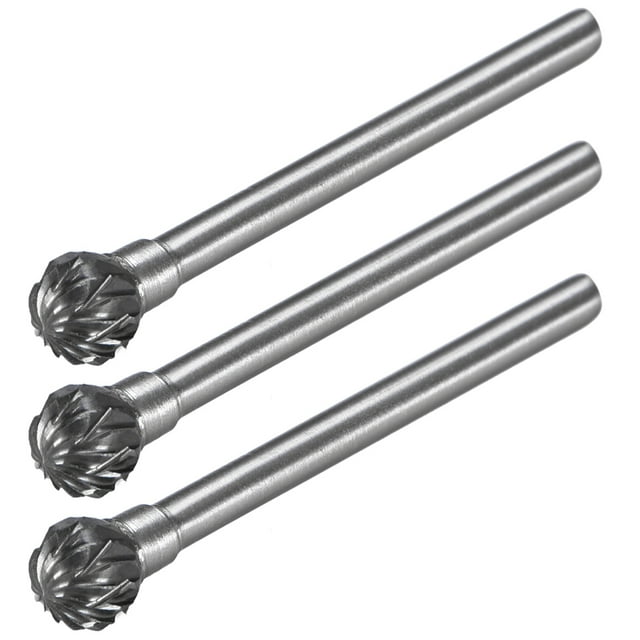 Fresas de carburo, fresas rotativas de doble corte, fresas de forma de bola con vástago de 1/8" y cabeza de 1/4" para bits de amoladora de matriz, 3 piezas