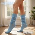 thumbnail image 5 of Women’s Cotton Slouch Socks 3 Pairs, Knee High Scrunch Boot Socks, Extra Long All Season Comfort, Made in USA (3 Pairs Sky Blue), 5 of 17