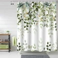 thumbnail image 5 of Sage Green Eucalyptus Shower Curtains for Bathroom, Watercolor Plant Leaf Floral Shower Curtain Set with Hooks, Summer Waterproof Fabric Boho Shower Curtain, 72x72 Inch Bath Curtain, Green Gold, 5 of 6