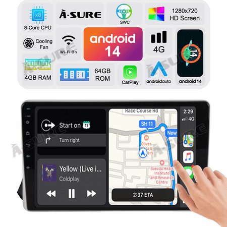 Asure 10.1" 4+64G Car Stereos For Nissan Sentra MK8 B18 (2020-2025) with Android Auto and CarPlay Radio/BT 5.0/Navi