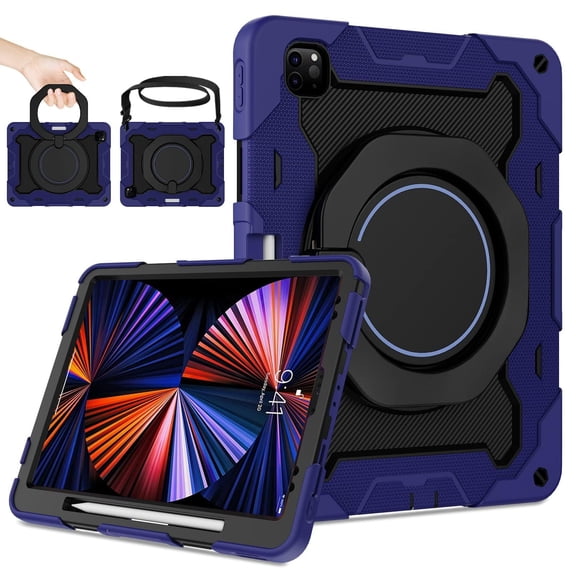ROISKIN for iPad Pro 12.9 inch Case (6th/5th/4th/3rd generation)with Screen Protector for Kids, 360 Kickstand,Handle, Pencil Holder,Shoulder Strap Heavy Duty Rugged 12.9 iPad Case