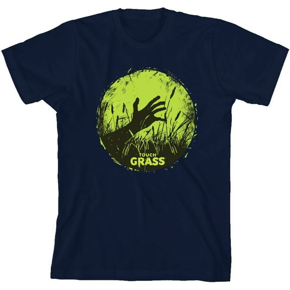 Labbing Touch Grass Gamer Nerd Youth Navy Blue Crew Neck Short Sleeve Tee-Medium