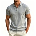 thumbnail image 6 of Dolkfu Short Sleeve Men'S Polos&nbsp;Shirts&nbsp;Short Sleeve Button Gray Retro Vintage Collared Polos Plaid Modern Minimalist Tops Gray,S, 6 of 6
