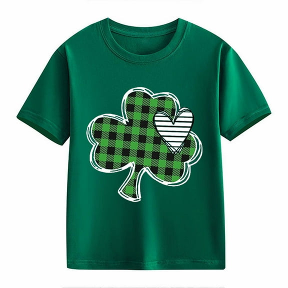 Otqutp Pullover Shirts for Girls and Boys Casual Short Sleeved T Shirt St. Day Children's Retro Personality 2D Print Children's Loose Short Sleeved Topsfor Spring Summer(AG,6-7 Years)