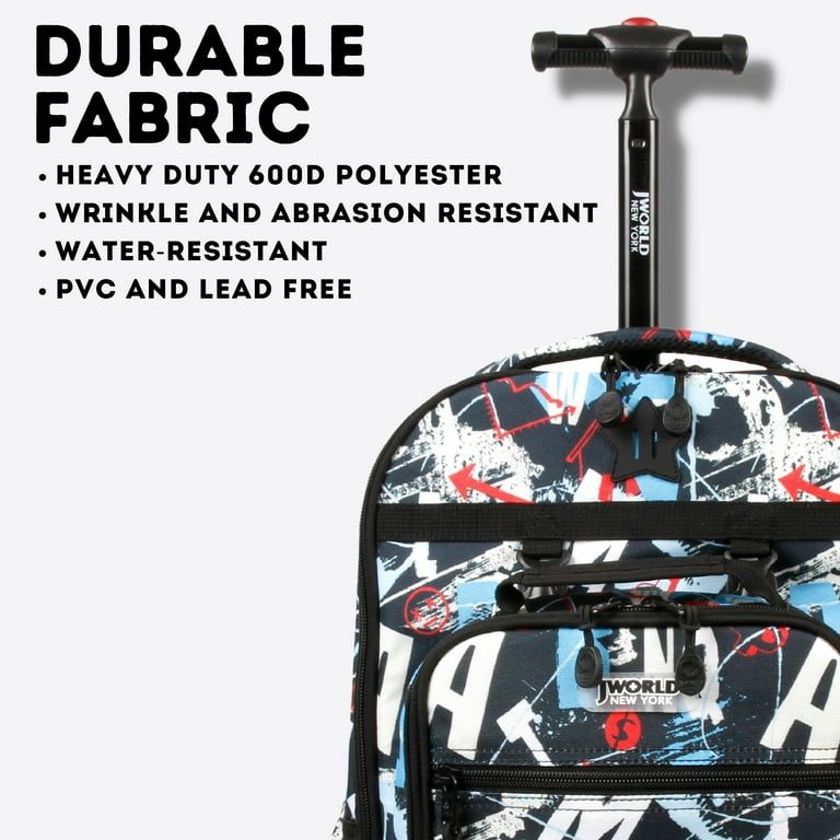 J World Boys and Girls Duo 18 Kids Rolling Backpack with Detachable Lunch Box Set for School Graffiti