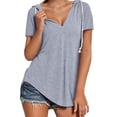 thumbnail image 1 of Sudadera con capucha para mujer - Top informal de manga larga y cuello en V, 1 of 5