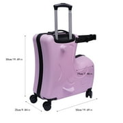 Anqidi 20 Kids Ride On Suitcase, Portable Universal Wheel Trolley Luggage Case Horse Shape Children Travel Suitcase w/Lock Pink