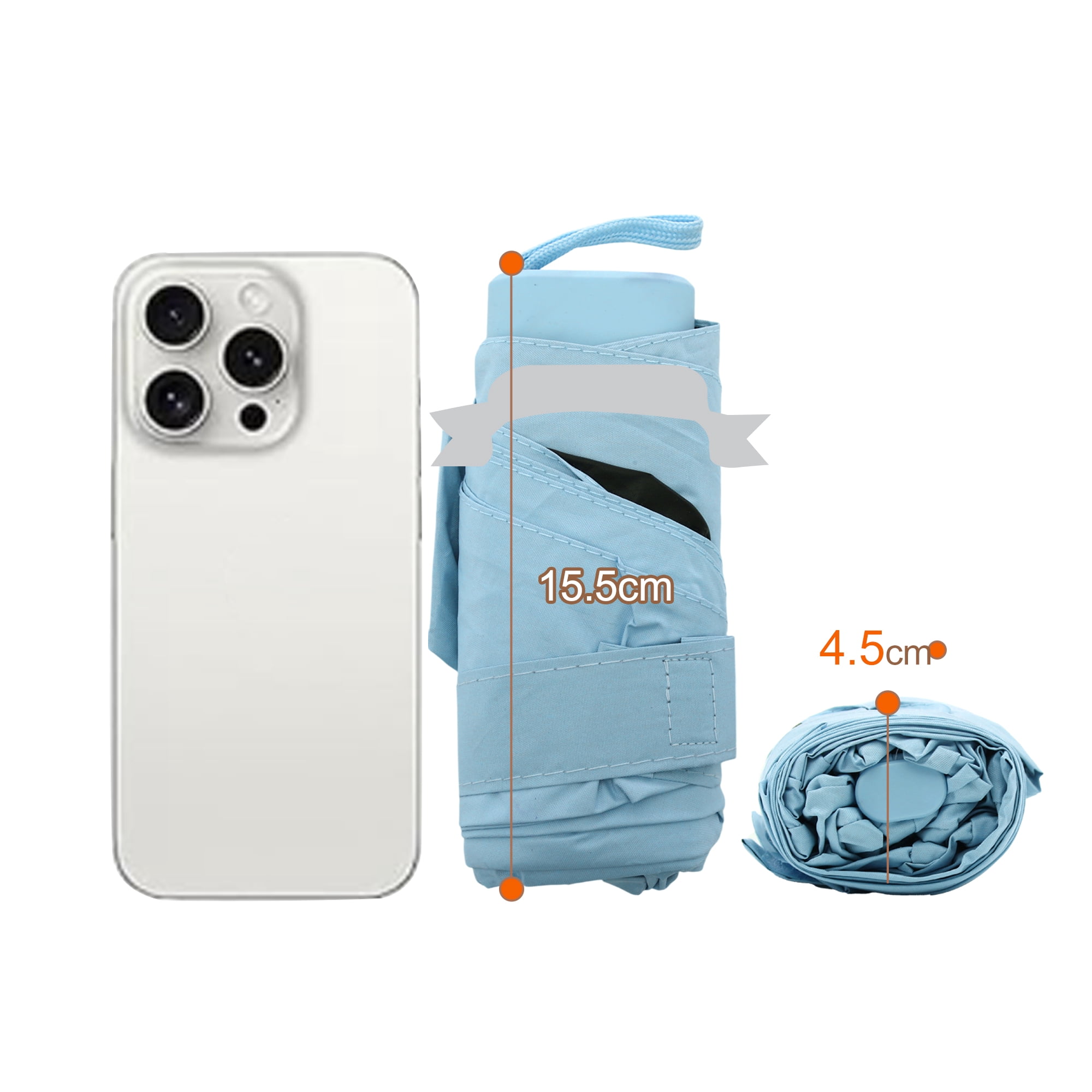 Unique Bargains Mini Windproof Folding Lightweight Umbrella Light Blue