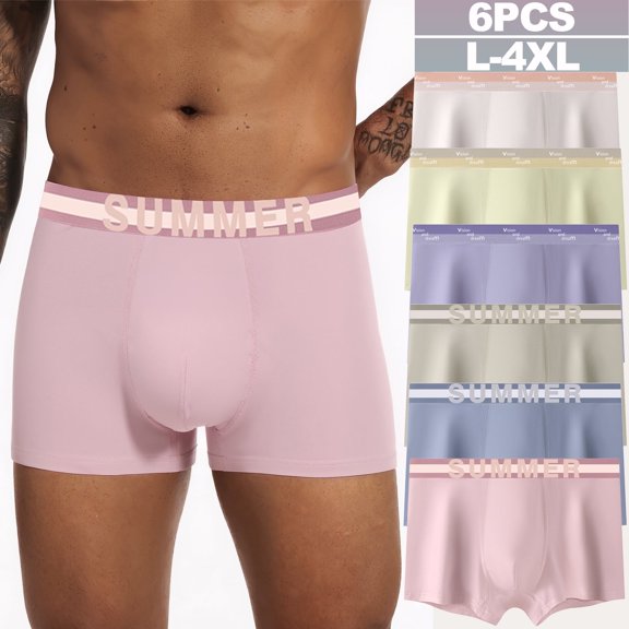 Mens Trunks Underwear Cotton Boxer Briefs Short Leg Comfortable Underpants 6 Pack