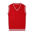 thumbnail image 2 of mgoYE Girls Boys Sweater Vest Cotton Kids Uniform Vest V-Neck Sleeveless Knit Pullover for Boy Girls Toddler(Red,10-11 Years), 2 of 9