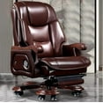 thumbnail image 5 of Kinnls Fully Reclining Jones Massage Office Chair,Genuine Leather Managerial Executive Home Office Desk Chairs Swivel Task Chair, Adjustable Back and Retractable Footrest, 5 of 9