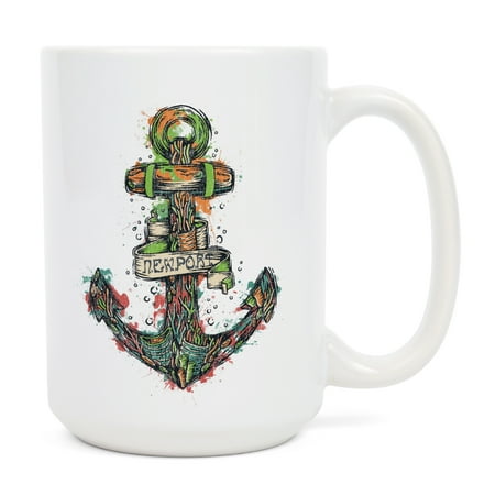 

15 fl oz Ceramic Mug Newport Oregon Anchor Colorful Paint Splatter Dishwasher & Microwave Safe