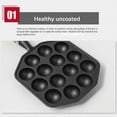 thumbnail image 2 of Takoyaki Frying Pan 12 Cavities Multi-functional Sturdy Iron Round Barbecue Plate Wear-Resistant Cooking Tools Home Supplies, 2 of 8