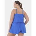 thumbnail image 3 of Time and Tru Women's and Women's Plus One Piece Swim Romper, Sizes XS-3X, 3 of 5