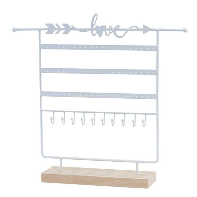 ruzhgo Jewelry Storage Holder Multi-layer Ear Card Necklace Display Stand Earrings Pendant Organization Rack Dresser Vanity Black White