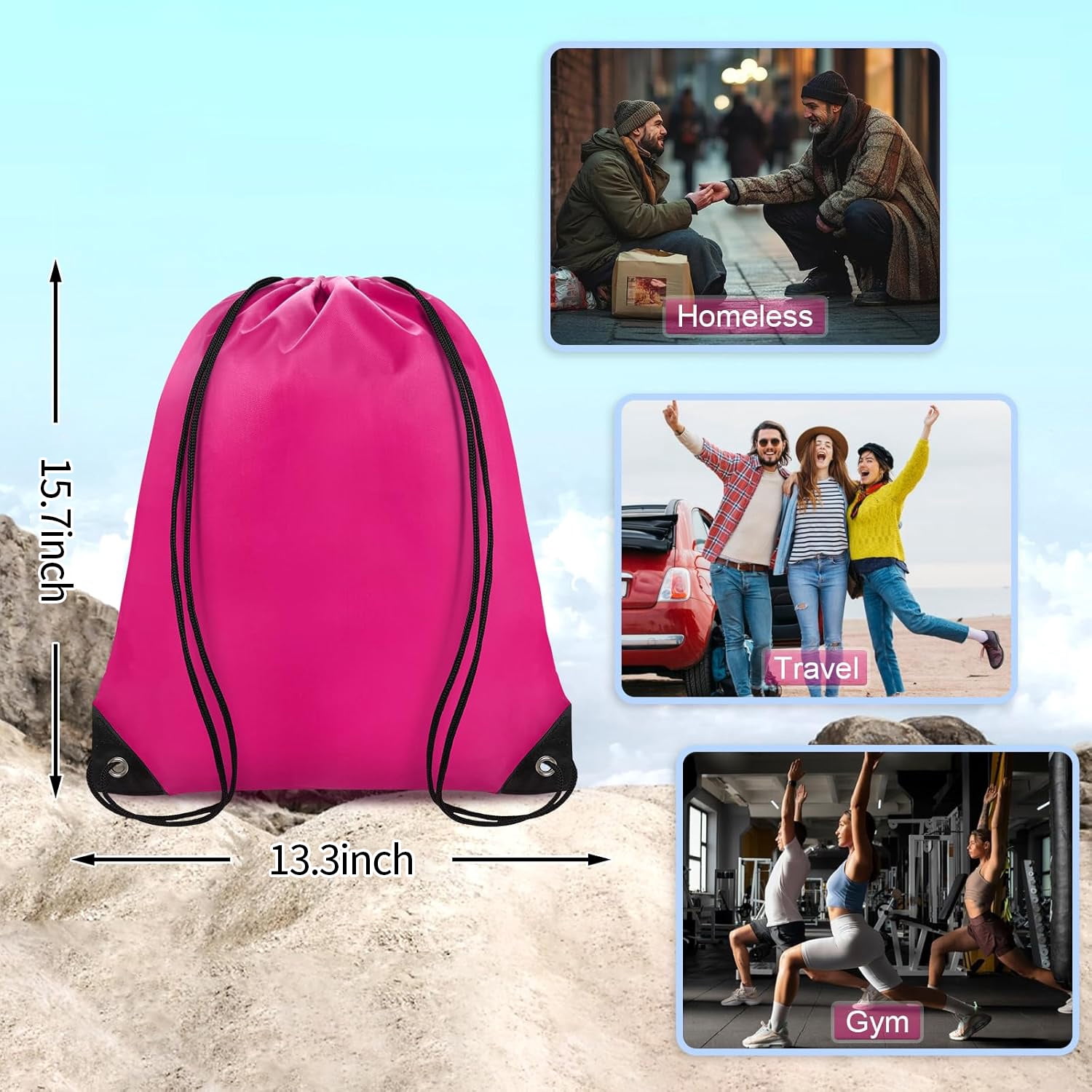 TAETOE 40 Pack Drawstring Backpacks Bulk - Waterproof Nylon Cinch Bags (10 Colors)