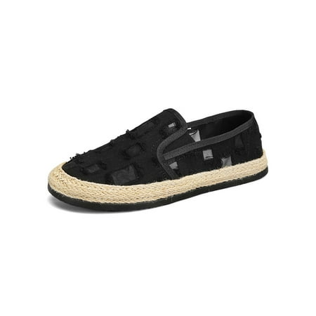 

Gomelly Men Flats Slip-On Canvas Shoe Round Toe Espadrille Loafers Comfortable Casual Shoes Outdoor Driving Espadrilles Black 1# 6