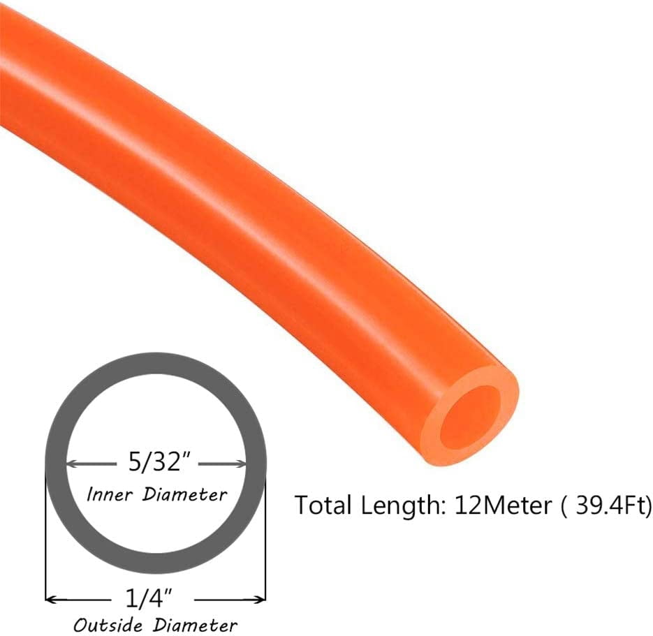 MKEUDQ-Beduan Pneumatic Tubing Pipe 1/4" OD Orange Air Compressor PU Line Hose Tube for Water Fluid Transfer 12Meter 39.4ft