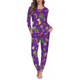 thumbnail image 1 of Ropa de dormir de manga larga para mujer, conjunto de dos piezas con patrón navideño, pijama informal y acogedor para el hogar, Invierno, 1 of 4