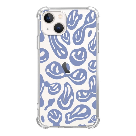 Blue Smile Face Case Compatible with iPhone 14,Unique Art Design TPU Bumper Cover Case