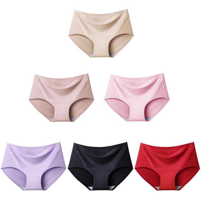 Bragas sin rastro para mujer, ropa interior de cintura media de seda de hielo, calzoncillos de Color de gran tamaño para uso diario
