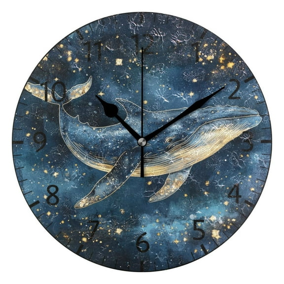 YAZAOO Decorative Wall Clock Size：25cm Galactic Swim Design Pattern Clock