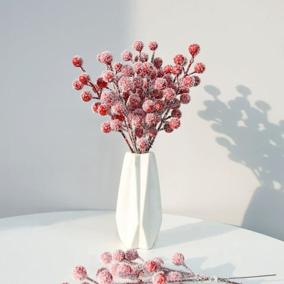 1 Pcs Artificial Red Berry Stem - 8 Inch Burgundy Berry Pick for Christmas Tree Decorations, Wreaths & Floral Arrangements by posdfud