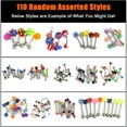 thumbnail image 6 of Obkcjja 110PCS Body Jewelry Piercing, Stainless Steel Eyebrow Navel Belly Tongue Lip Bar Ring, 6 of 9