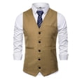 thumbnail image 1 of Chaqueta de Traje de Ocio de Bolsillo sin Cuello en V de Color Sólido sin Mangas, Trajes de Hombre de Ajuste Delgado para el Uso Formal Informal, 1 of 8