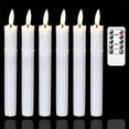 thumbnail image 4 of Flameless Taper Candles, 6 Pcs Flickering LED Candlesticks with Remote, Battery Operated - W, 4 of 8