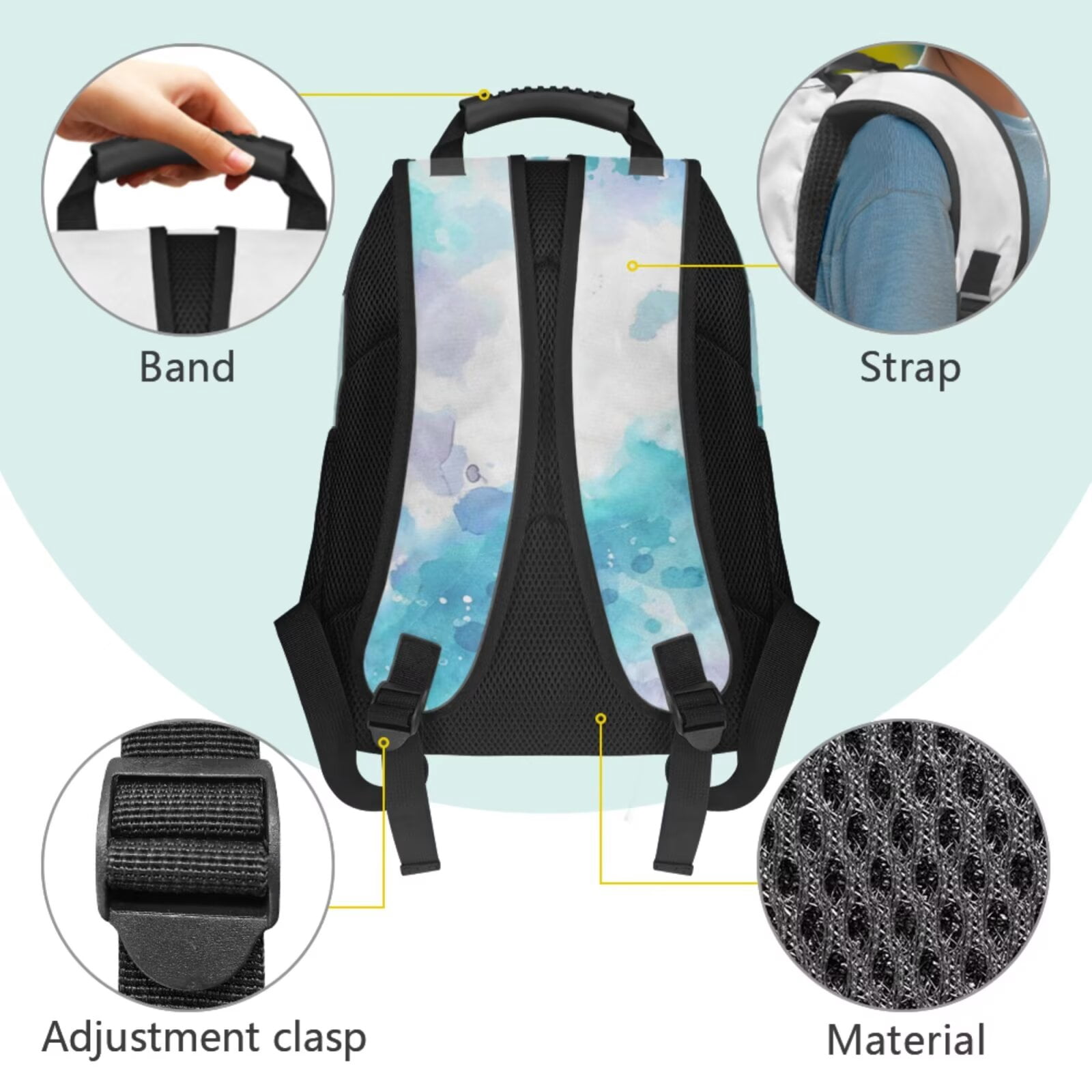 Pzuqiu Sea Turtle Print Backpack for Girls 4 Piece School Bookbag with Lunch Bag Lightweight School Bag for Girls 10-12 Elementary Backpack with Pencil Box 2pcs Bookmark